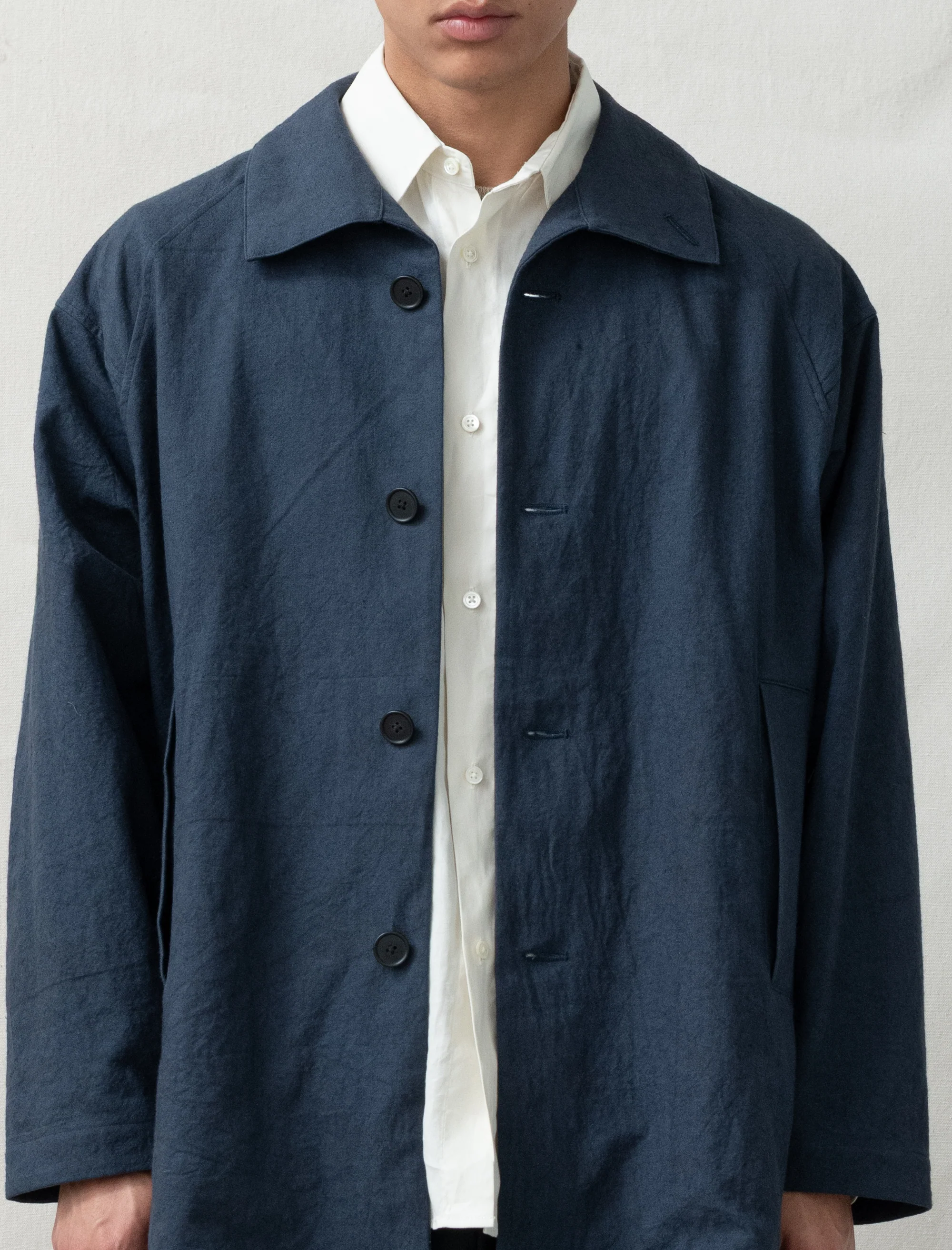 Cotton/Linen Half Coat (Dusty Blue) - Image 4