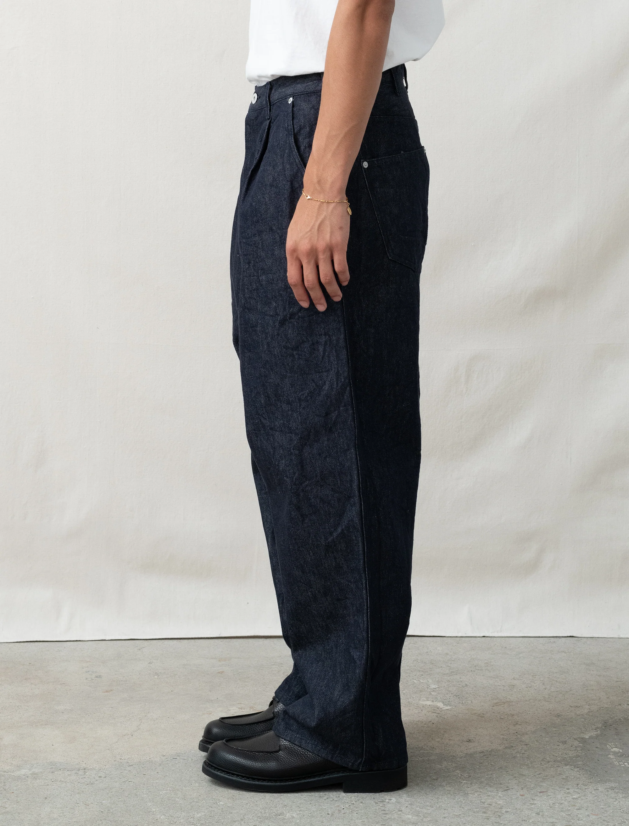 Pleated Denim Pants (Indigo) - Image 3