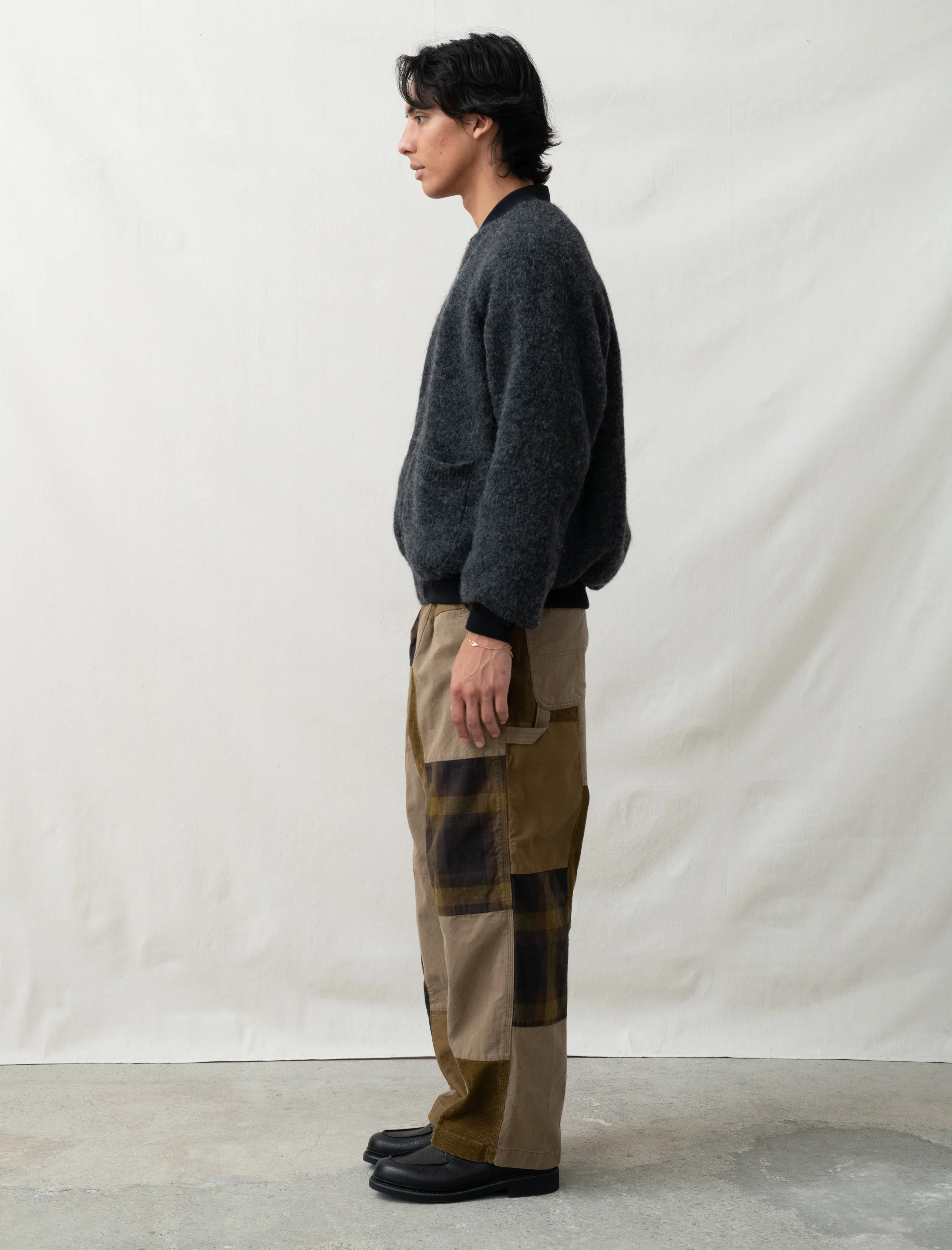 Pleated Patchwork Pant (Beige Mix) - Image 3