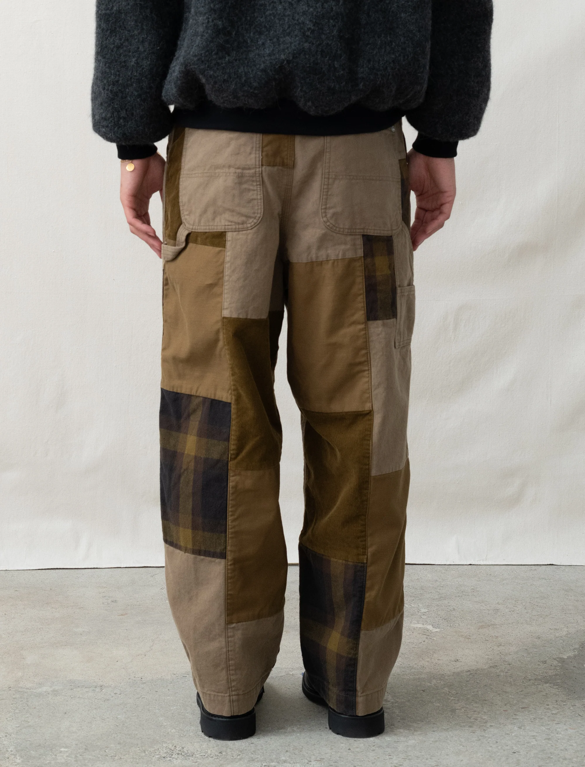 Pleated Patchwork Pant (Beige Mix) - Image 6