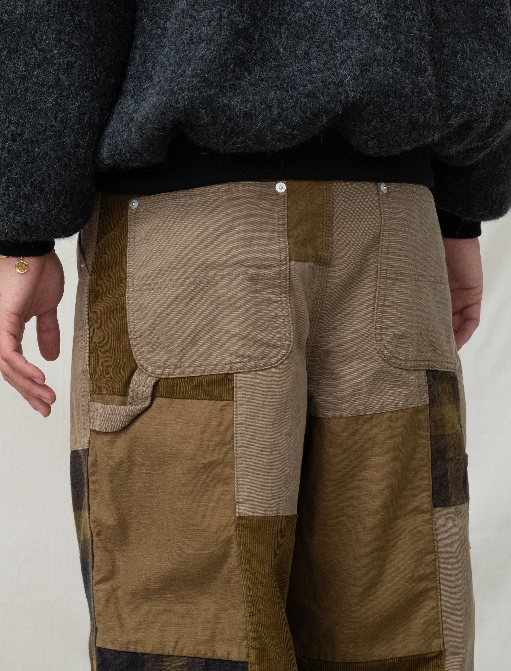 Pleated Patchwork Pant (Beige Mix) - Image 8